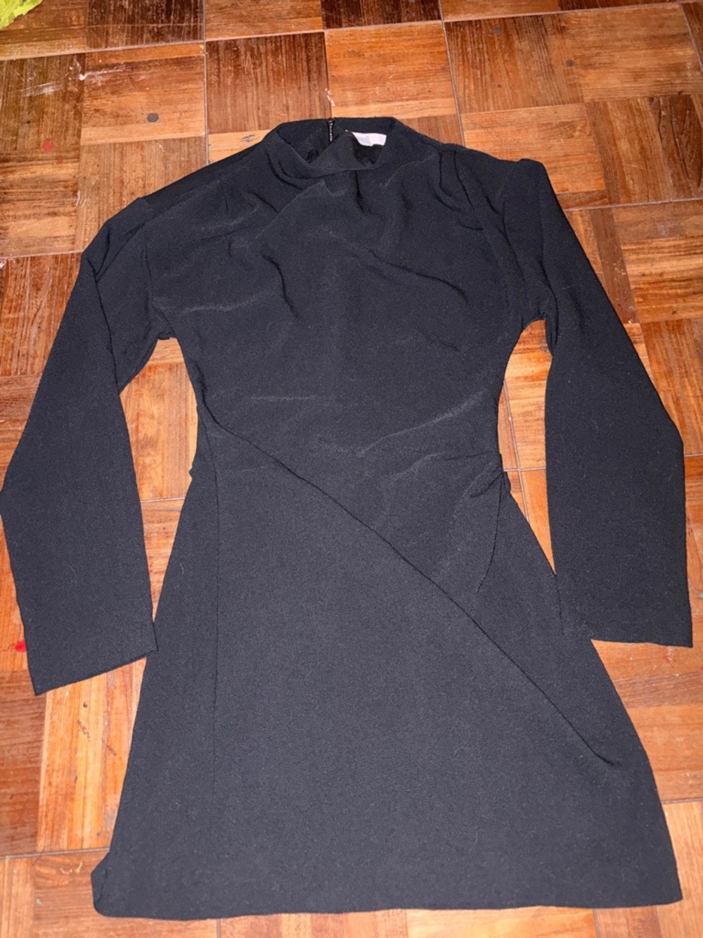 H&M Black Long-Sleeve Mock Neck Dress